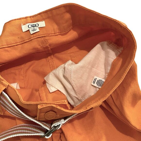 CATO Capri Pants Jeans Womens Size 10 Darker Orange Stretch Belted - Picture 7 of 7